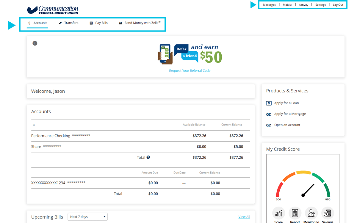 Online Banking Redesign - Menu