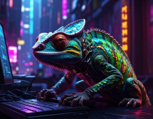 chameleon on a computer